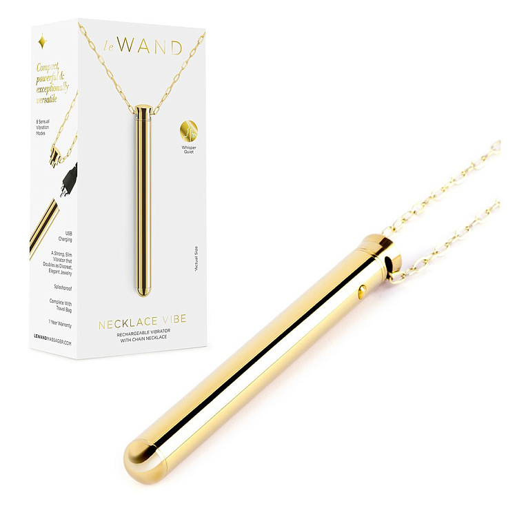 Золотистый вибромассажер-кулон Necklace Vibe