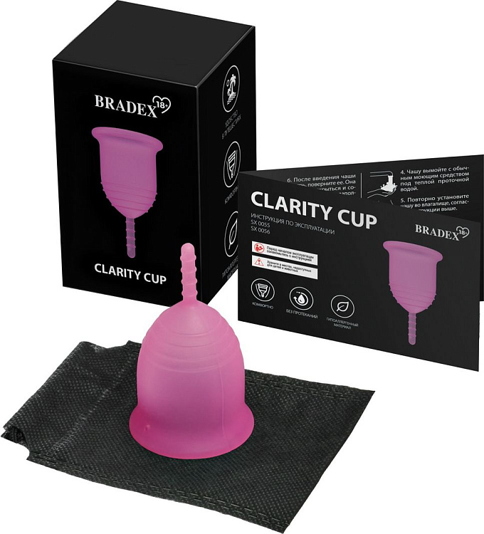 Розовая менструальная чаша Clarity Cup L