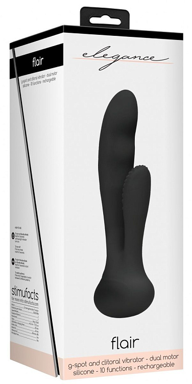 Черный вибратор G-Spot and Clitoral Vibrator Flair - 17,5 см.