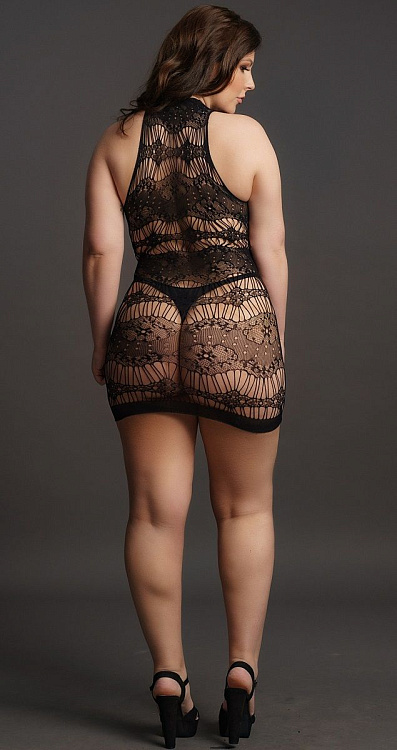Мини-платье с кружевным рисунком Criss Cross Neck Mini Dress