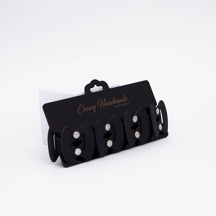 Черный кожаный ошейник из звеньев