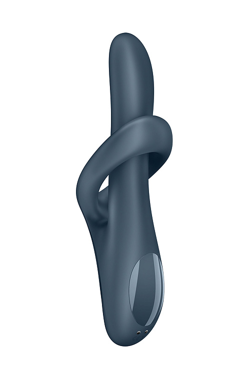 Серый вибратор-ротатор с функцией нагрева Heat Flex 4 - 23 см.