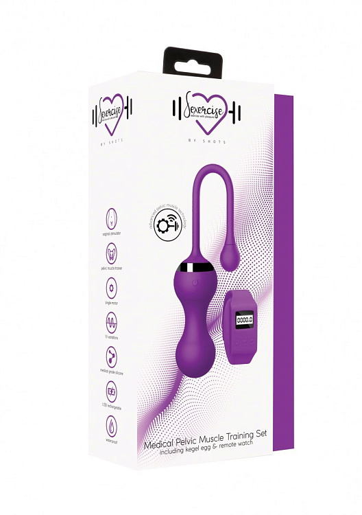 Фиолетовые вагинальные шарики Kegel Egg с браслетом