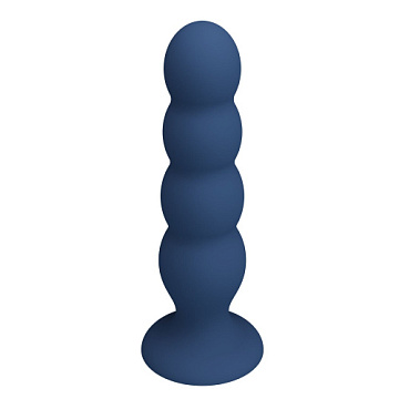 Синий анальный стимулятор со смещенным центром тяжести Silicone Anal Plug XL - 16,5 см.