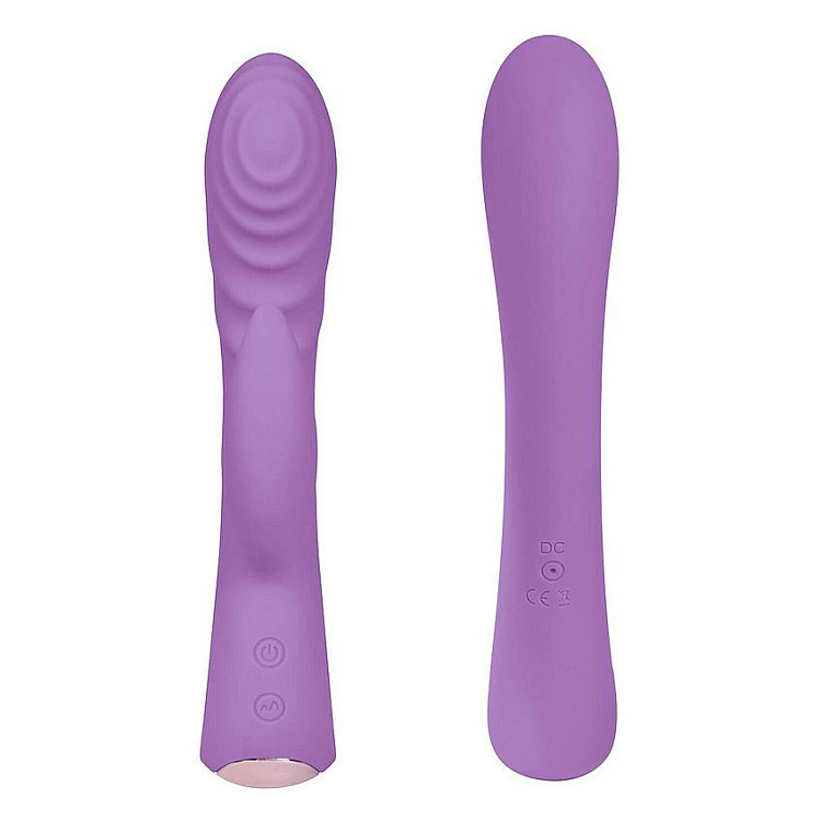 Фиолетовый вибромассажер-кролик 5  Silicone Ripple Passion - 19,1 см.