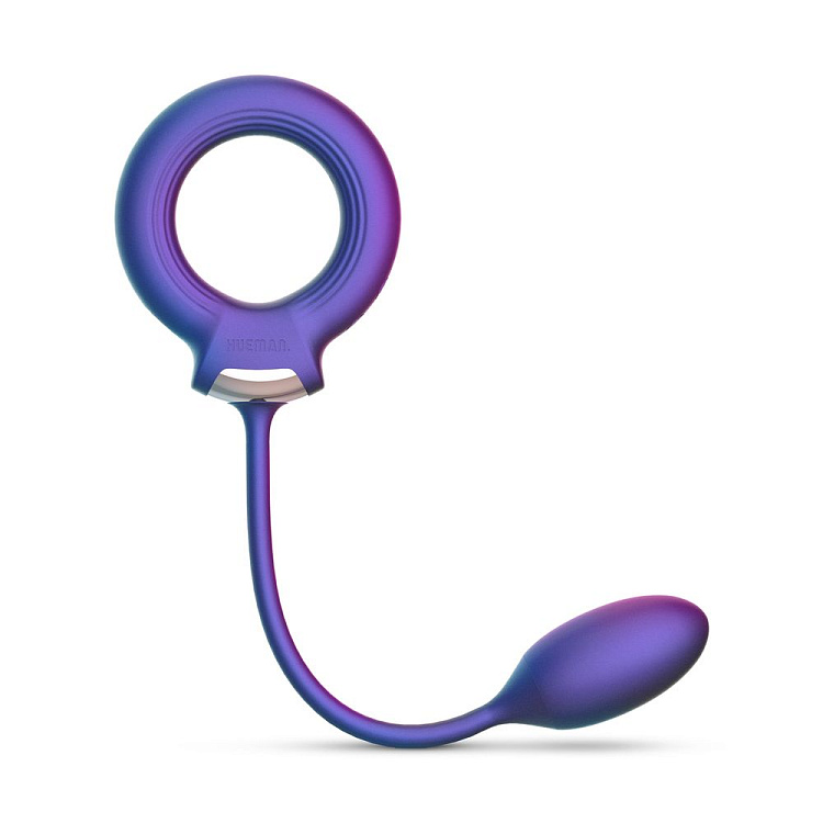 Фиолетовое эрекционное виброкольцо с анальным шариком Eclipse