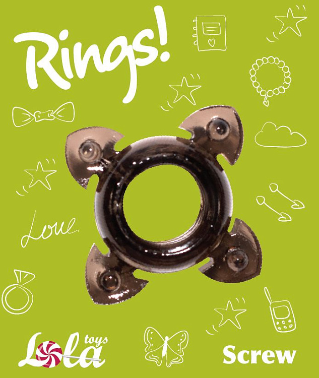 Чёрное эрекционное кольцо Rings Screw