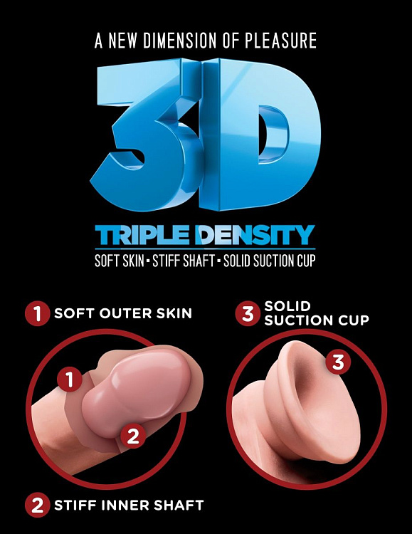 Телесный фаллоимитатор на присоске 5  Triple Density Cock with Balls - 17,78 см.