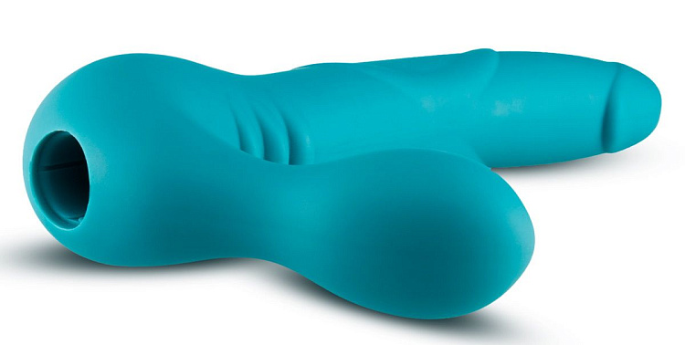 Бирюзовый безремневой страпон Luna Strapless Silicone Dildo - 22,86 см.