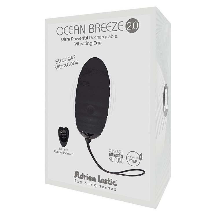 Черное виброяйцо с пультом ДУ Ocean Breeze 2.0 + LRS