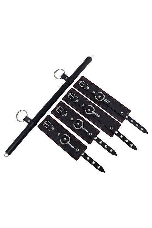 Черная распорка с 4 манжетами для рук и ног