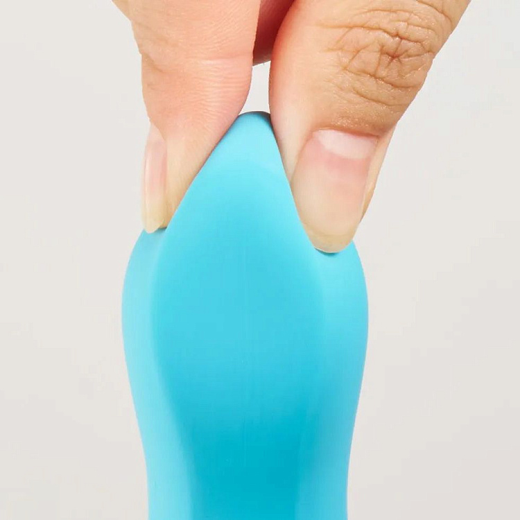 Голубой вибратор с подвижной головкой iroha Fit+ Aonami - 18 см.