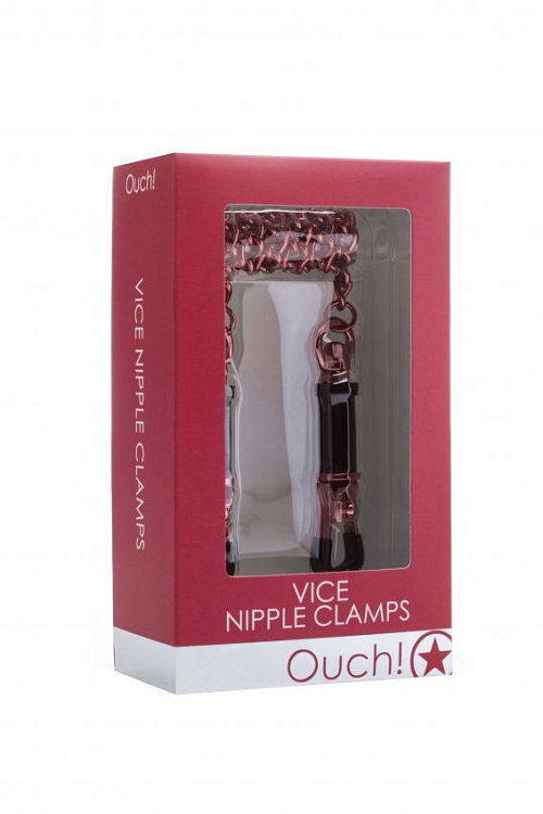 Красные зажимы для сосков Vice Nipple Clamps