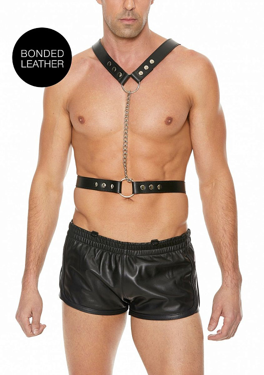 Черная мужская портупея Twisted Bit Black Leather Harness