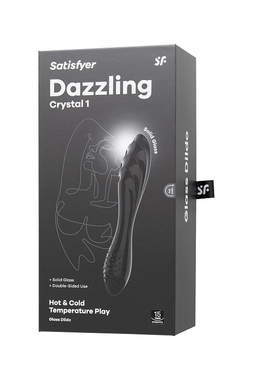 Черный двусторонний фаллоимитатор Dazzling Crystal 1 - 18,5 см.