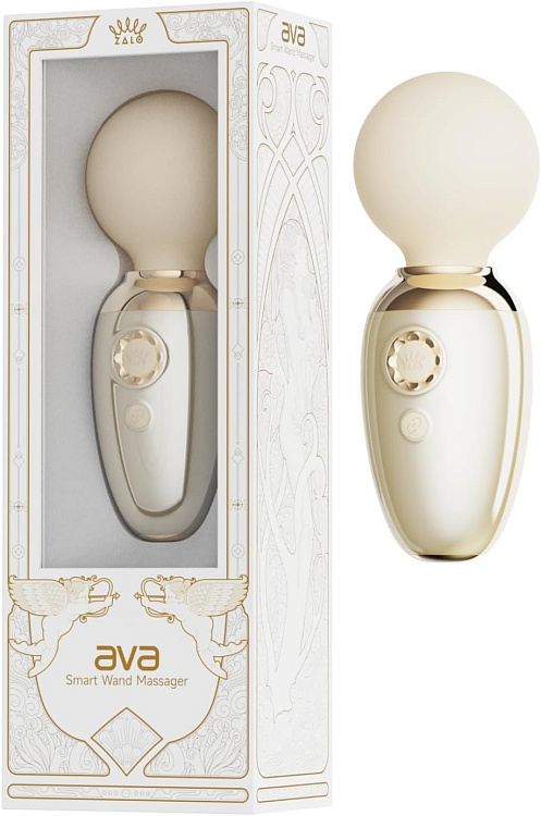 Бежевый мини-вибратор с функцией нагрева Ava