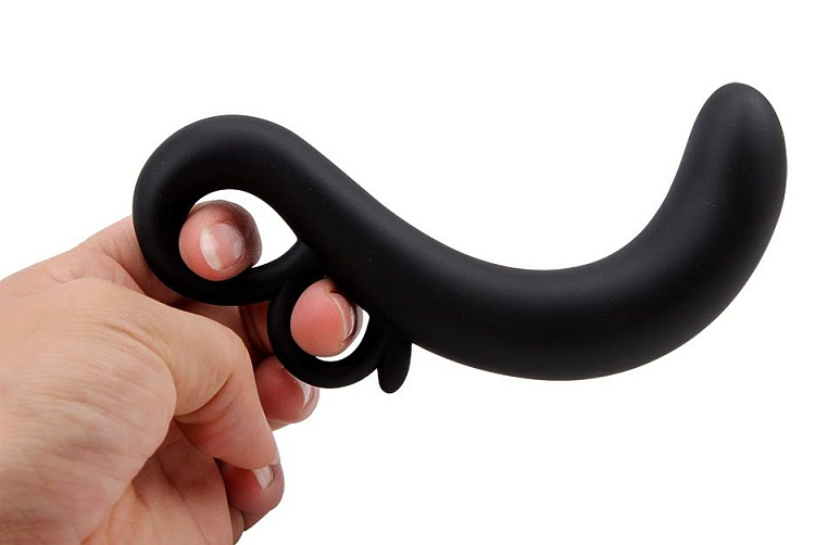 Черный G-стимулятор Two-Finger G-Spot Plug - 14 см.