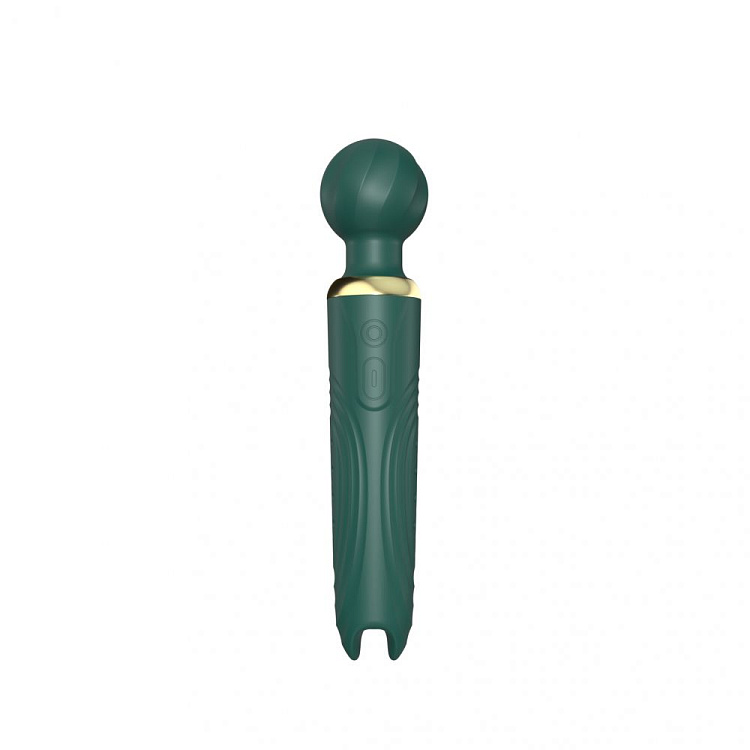 Зеленый двусторонний вибратор-wand Secwell - 22 см.