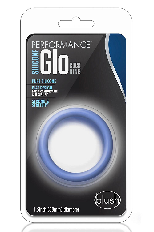 Голубое люминесцентное кольцо Silicone Glo Cock Ring