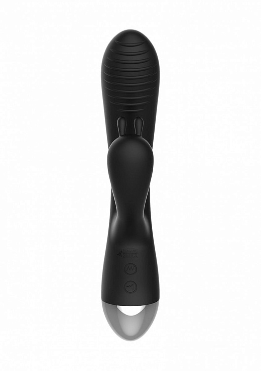 Чёрный вибратор E-Stimulation Rabbit Vibrator с электростимуляцией - 19 см.