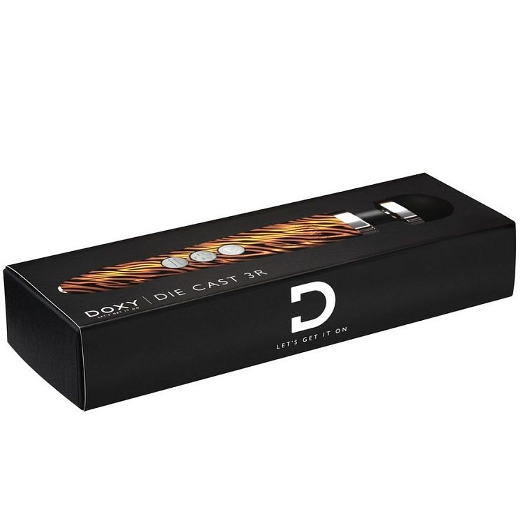 Беспроводной wand-вибратор Doxy Die Cast 3R с тигровым принтом на рукояти - 28 см.
