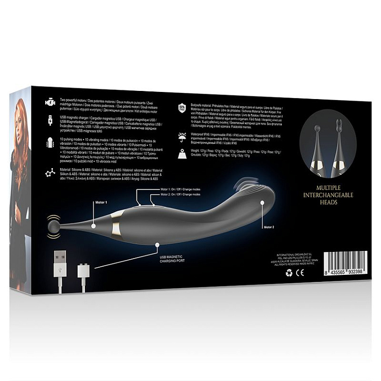 Черный двусторонний вибратор-пульсатор