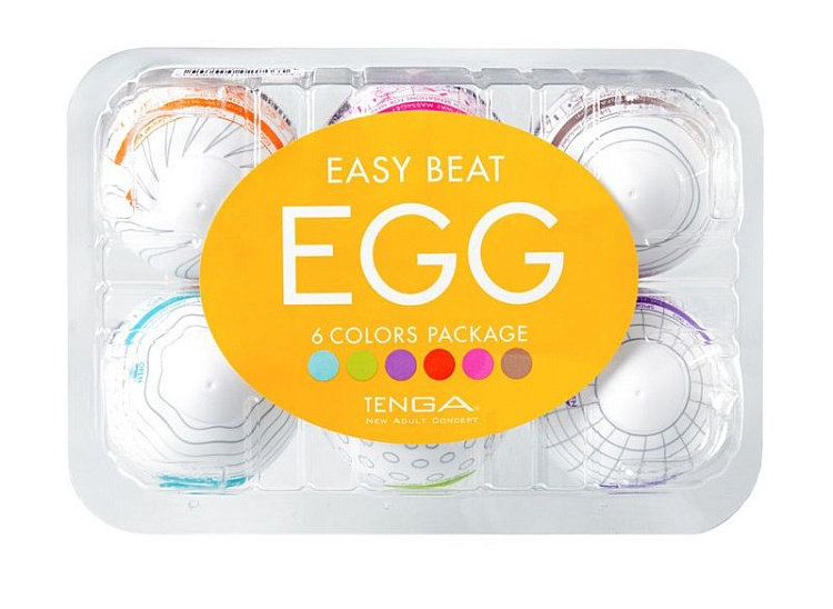 Набор из 6 мастурбаторов-яиц Tenga EGG I Strong Sensations с различными рельефом