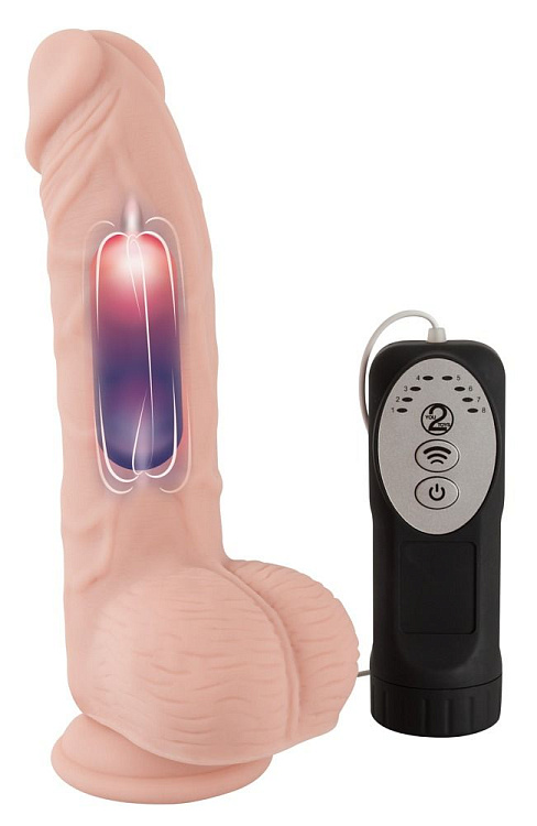 Телесный вибратор-реалистик Medical Silicone Pulsating Vibrator - 20 см.