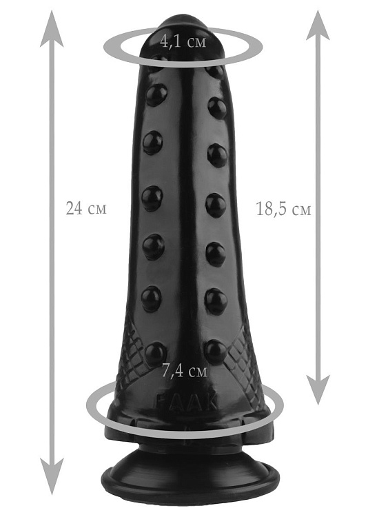 Черный анальный фаллоимитатор - 24 см.