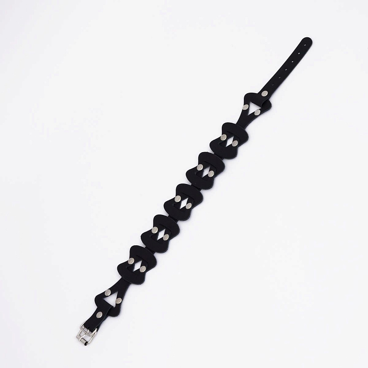 Черный кожаный ошейник из звеньев