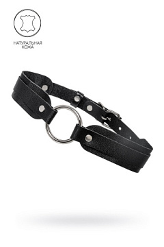 Черный кожаный чокер-ошейник со скруглёнными углами