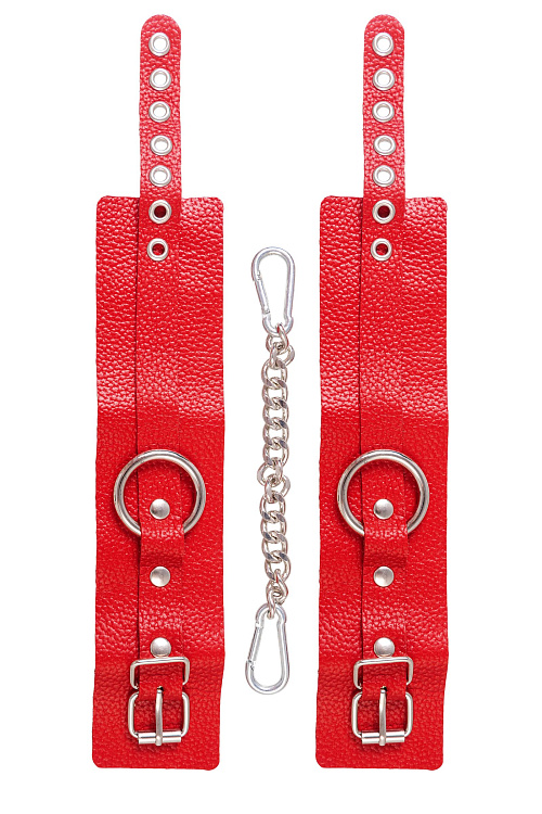 Красные мягкие кожаные оковы с люверсами