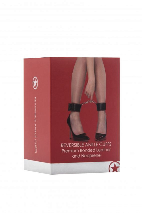 Чёрно-красные двусторонние оковы на ноги Reversible Ankle Cuffs