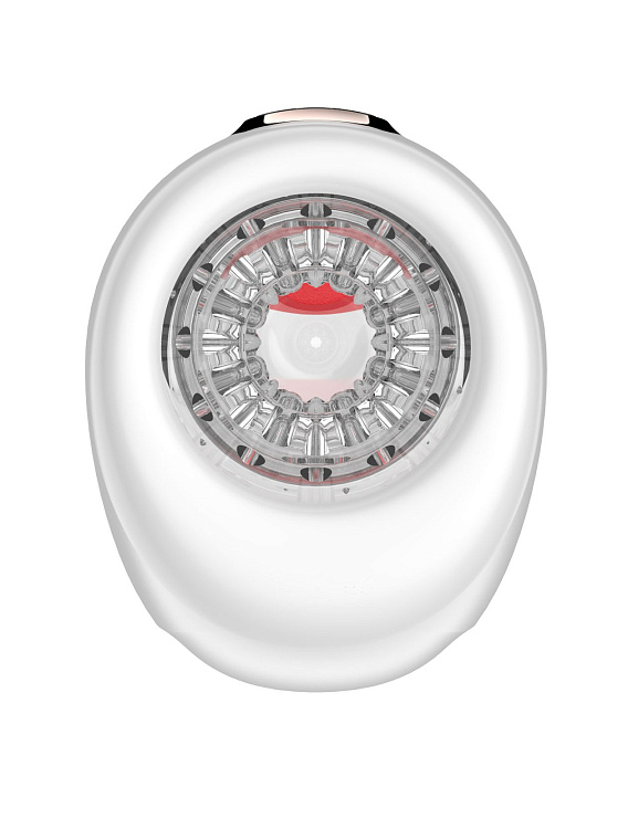 Белый мастурбатор с язычком и возвратно-поступательными движениями