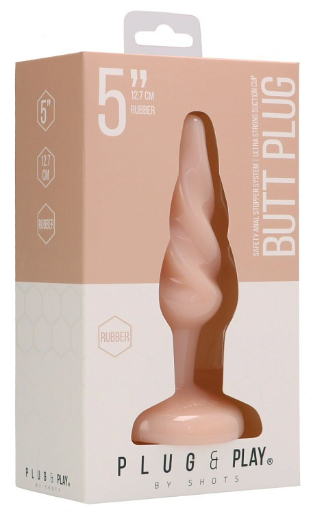 Телесная витая анальная пробка Rounded 5 Inch - 12,7 см.