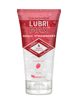 Интимный гель-смазка на водной основе Lubrimax Magic Strawberry - 75 мл.