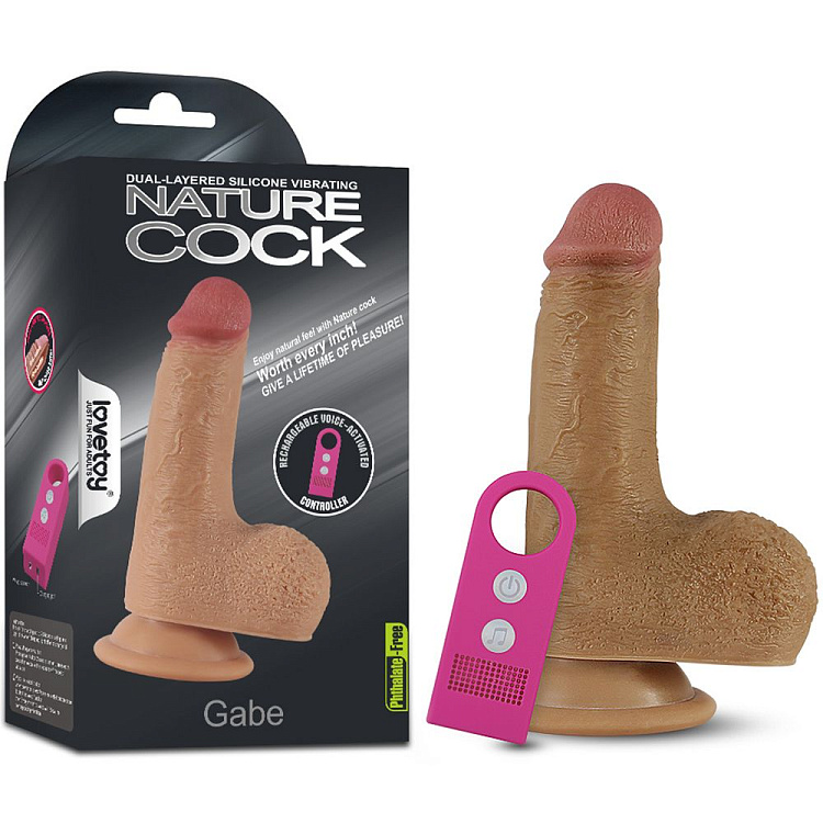 Кофейный вибратор Nature Cock Gabe 6 с голосовым приёмником - 15 см.