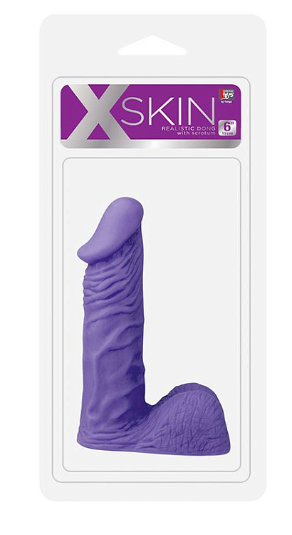 Фиолетовый стимулятор-фаллос XSKIN 6 PVC DONG - 15 см.