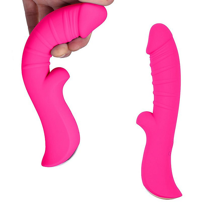 Ярко-розовый вибромассажер 5  Silicone Wild Passion - 19,1 см.