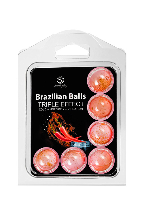 Набор из 6 шариков с массажным маслом Brazilian Balls с тройным эффектом