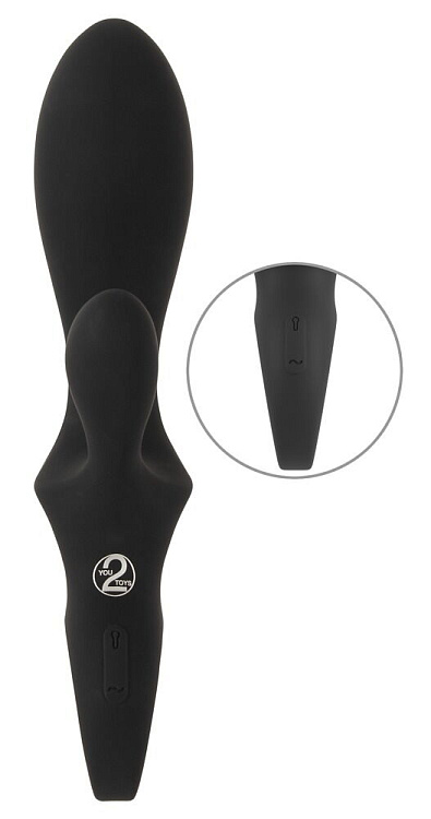 Черный вибратор-кролик с функцией расширения Inflatable Rabbit Vibrator - 18,3 см.