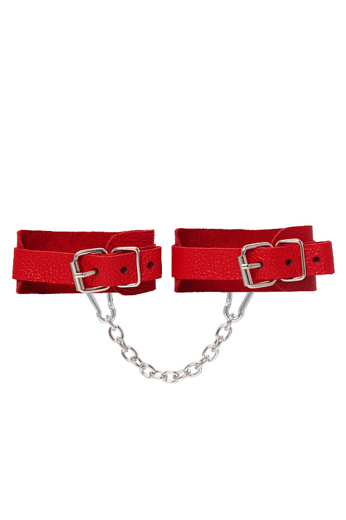 Красные кожаные узкие оковы со скруглёнными углами