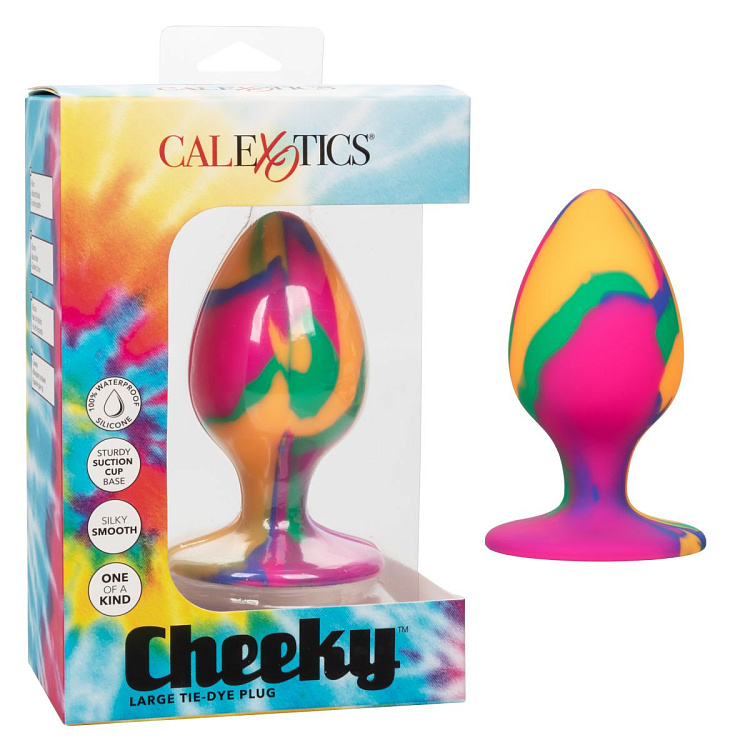 Яркая анальная пробка Cheeky Large Tie-Dye Plug - 9 см.