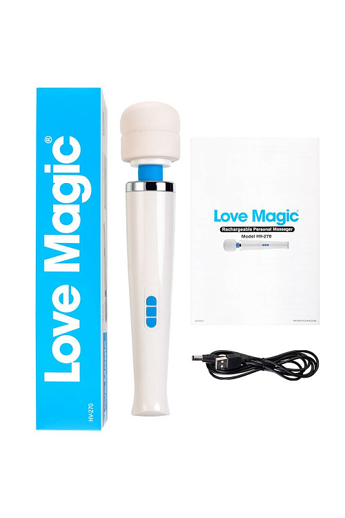 Белый вибромассажёр Love Magic Rechargeable HV-270 - 32 см.