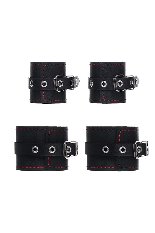 Черная распорка с 4 манжетами для рук и ног