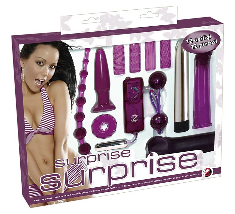 Фиолетовый эротический набор из 12 предметов Surprise Surprise Lovetoyset