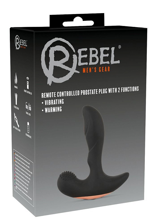 Черный вибромассажер простаты Remote Controlled Prostate Plug with 2 Functions - 13,6 см.