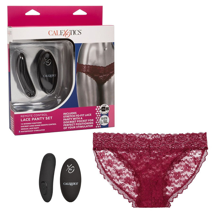 Кружевные трусики с клиторальным вибратором Remote Control Panty Set L/XL