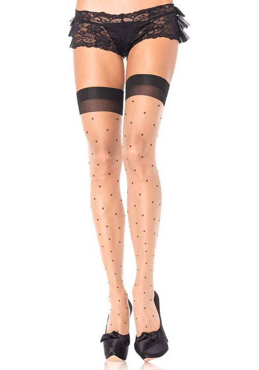 Чулочки в горошек PLUS SIZE POLKA DOT THIGH HIGH