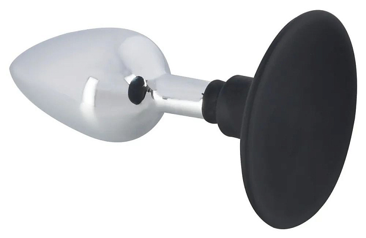 Хромированная анальная пробка Metal Plug with Suction Cup на присоске - 10,2 см.